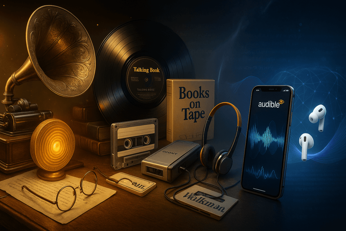 Evolution of audiobooks from Edison's phonograph to modern AI narration technology